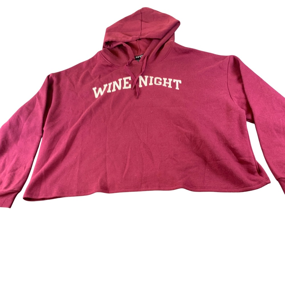 Modern Lux Wine Night Graphic‎ Cropped Hoodie Burgundy XL JJ4658